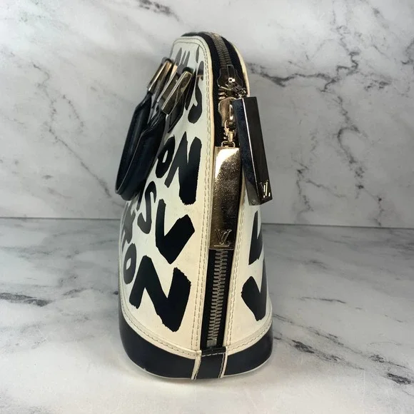 ❌❌ Louis Vuitton Graffiti Alma bag vintage tote Stephen Sprouse black/white - Picture 4 of 16